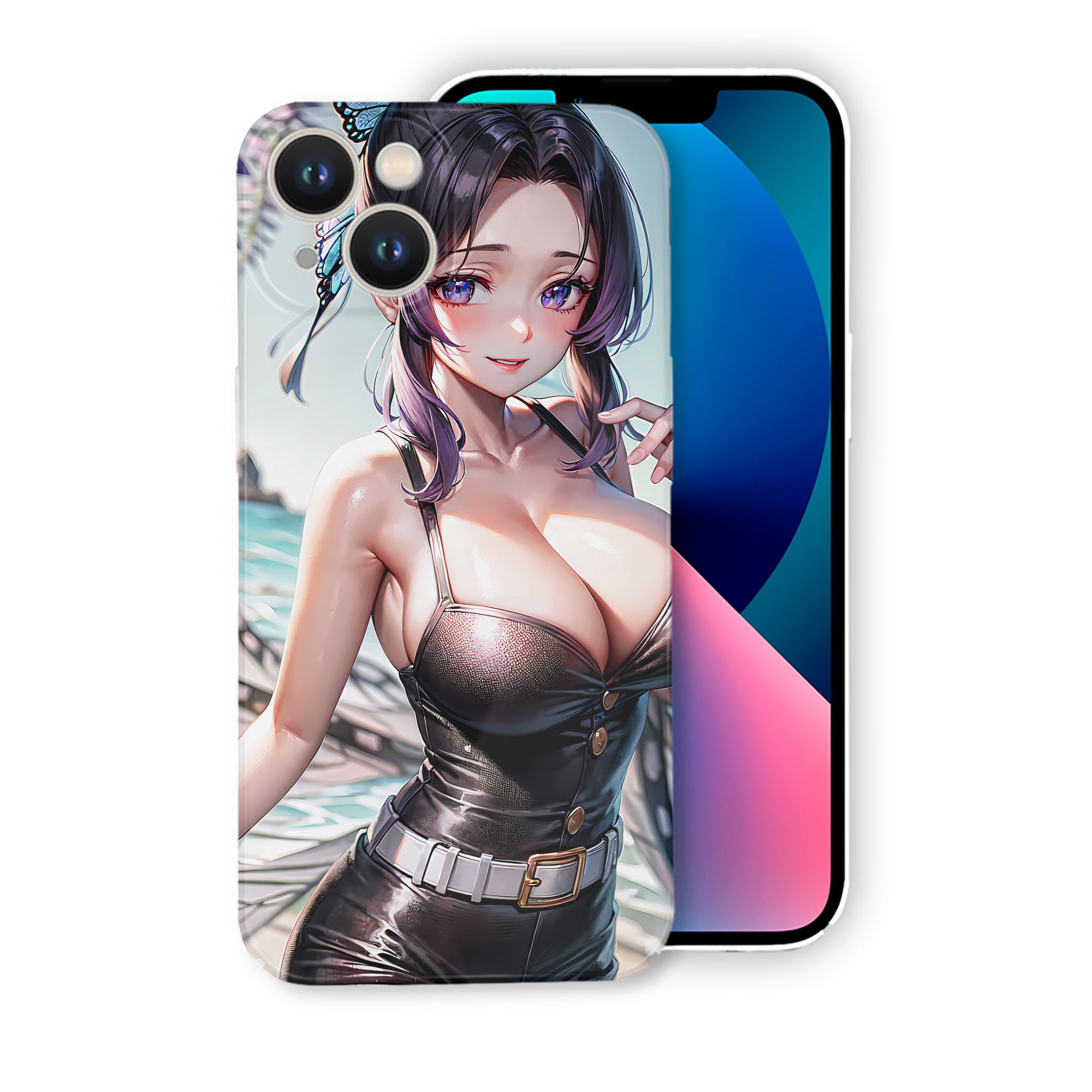 （画像用） 鬼滅の刃（きめつのやいば）蟲柱-胡蝶 しのぶ／こちょう しのぶ Kochou Shinobu 【iPhone 14シリーズ対応】ハードケース